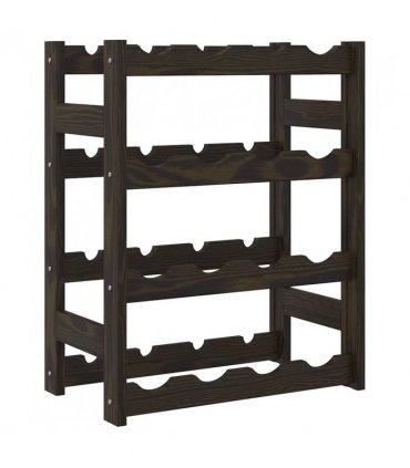 vidaXL Wine Rack for 16 Bottles Black Solid Wood Pine