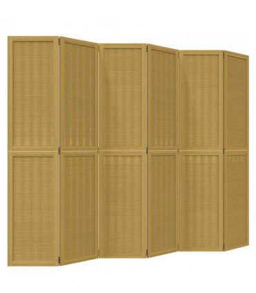 vidaXL Room Divider 6 Panels Brown Solid Wood Paulownia