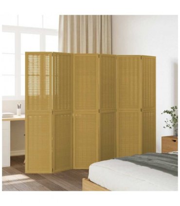 vidaXL Room Divider 6 Panels Brown Solid Wood Paulownia