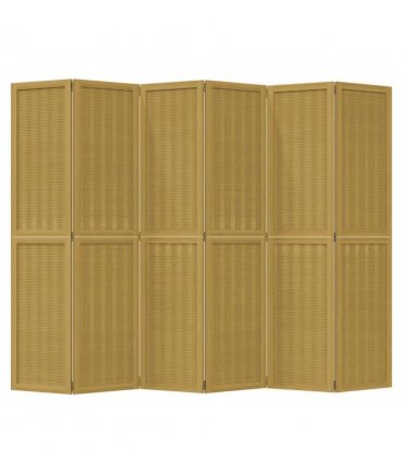 vidaXL Room Divider 6 Panels Brown Solid Wood Paulownia
