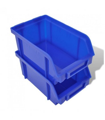 Wall Mounted Garage Plastic Storage Bin Set 30 pcs Blue & Red