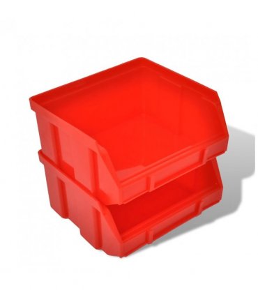 Wall Mounted Garage Plastic Storage Bin Set 30 pcs Blue & Red