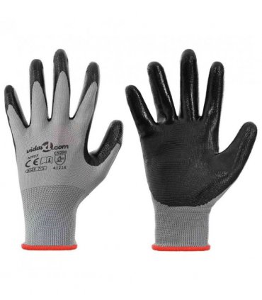 vidaXL Work Gloves 12 pcs Grey and Black 7 / S Polyester