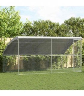 vidaXL Chicken Cage 2 pcs Silver 400 x 200 x 200 cm Galvanised Steel