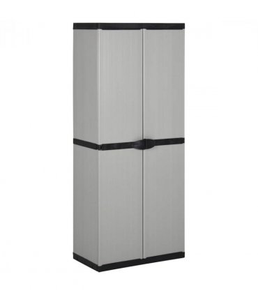 vidaXL Garden Cabinet | Grey and Black | PVC and PP (Polypropylene) | Medium
