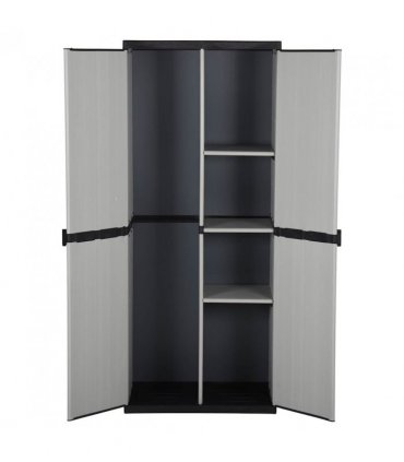 vidaXL Garden Cabinet | Grey and Black | PVC and PP (Polypropylene) | Medium
