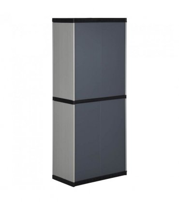vidaXL Garden Cabinet | Grey and Black | PVC and PP (Polypropylene) | Medium