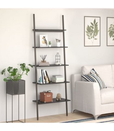 vidaXL 5-Tier Leaning Shelf Black 64x34x185.5 cm