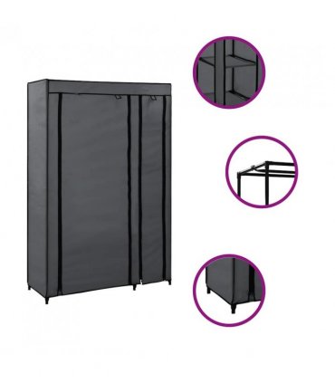 vidaXL Folding Wardrobe Grey 110x45x175 cm Fabric