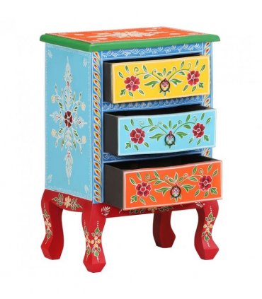 vidaXL Hand Painted Bedside Cabinet 40x30x60 cm Solid Mango Wood