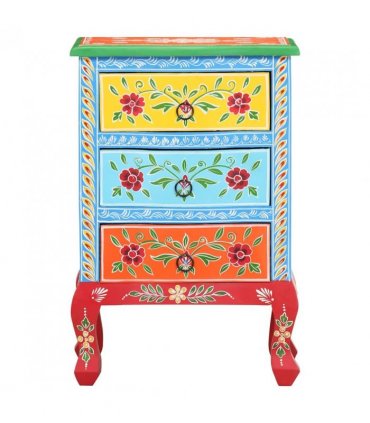 vidaXL Hand Painted Bedside Cabinet 40x30x60 cm Solid Mango Wood