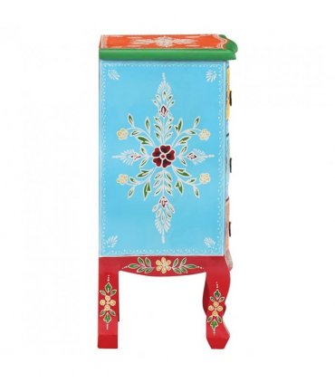 vidaXL Hand Painted Bedside Cabinet 40x30x60 cm Solid Mango Wood