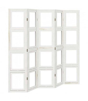 vidaXL Room Divider 5 Panels White Solid Wood Paulownia