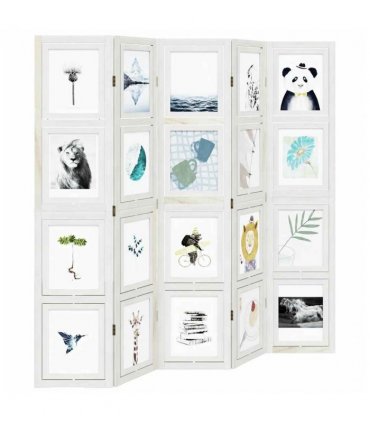 vidaXL Room Divider 5 Panels White Solid Wood Paulownia