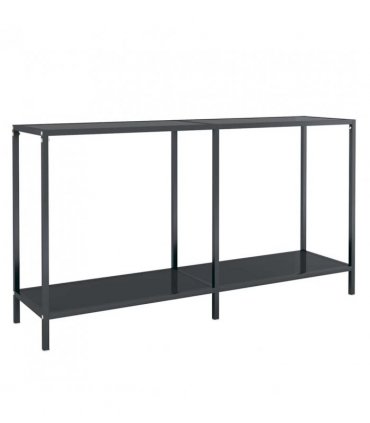 vidaXL Console Table | Black | Tempered Glass, Powder-Coated Steel | Standard