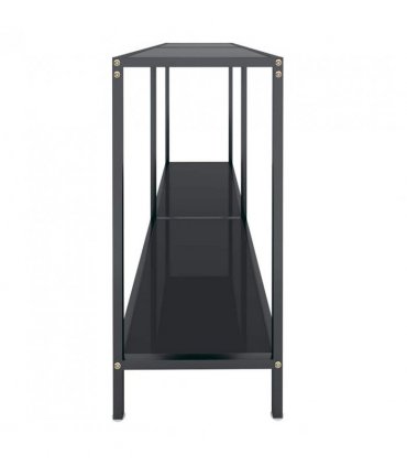 vidaXL Console Table | Black | Tempered Glass, Powder-Coated Steel | Standard
