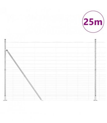 vidaXL Welded Wire Fence with Concrete Base 25 x 1.6 m Silver Mesh