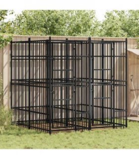 vidaXL Outdoor Dog Kennel Steel 3.69 m²