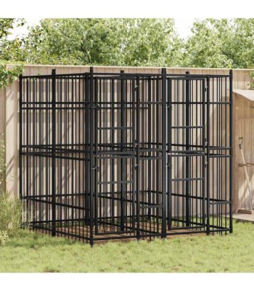 vidaXL Outdoor Dog Kennel Steel 3.69 m²