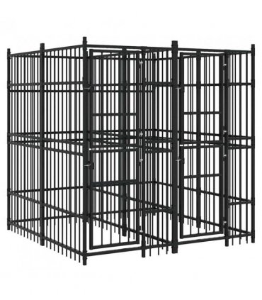 vidaXL Outdoor Dog Kennel Steel 3.69 m²