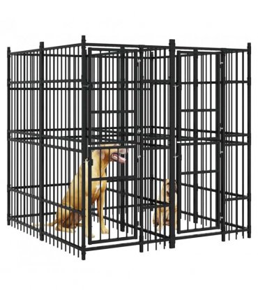 vidaXL Outdoor Dog Kennel Steel 3.69 m²