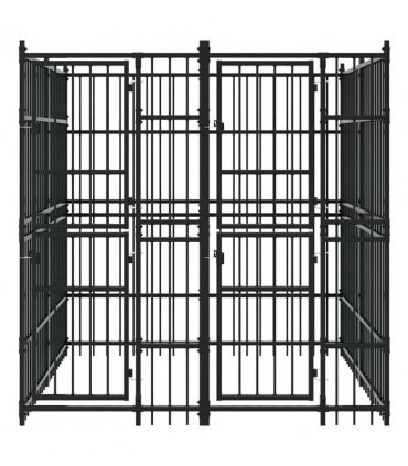vidaXL Outdoor Dog Kennel Steel 3.69 m²