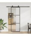 vidaXL Sliding Door with Hardware Set Black 76x205 cm ESG Glass