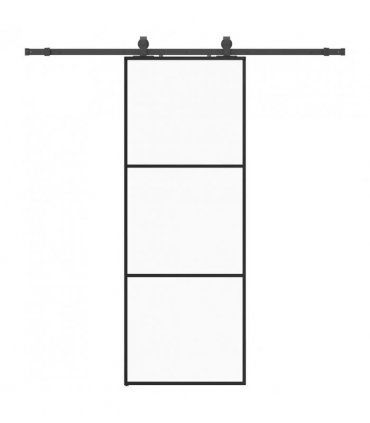 vidaXL Sliding Door with Hardware Set Black 76x205 cm ESG Glass