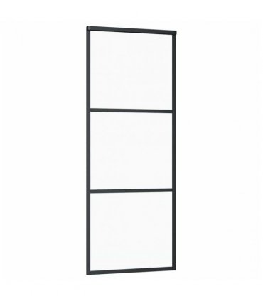 vidaXL Sliding Door with Hardware Set Black 76x205 cm ESG Glass