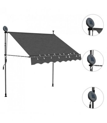 vidaXL Manual Retractable Awning with LED 150 cm Anthracite