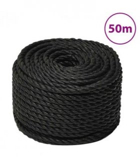 vidaXL Work Rope Black 10 mm 50 m Polypropylene