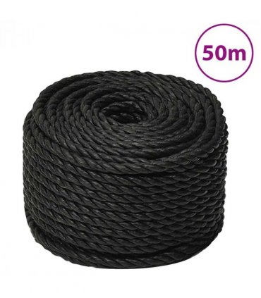 vidaXL Work Rope Black 10 mm 50 m Polypropylene