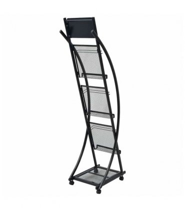 vidaXL Magazine Rack 40x32x131 cm Black A4