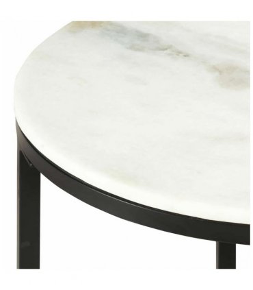 vidaXL Coffee Table White and Black Ø50 cm Real Solid Marble