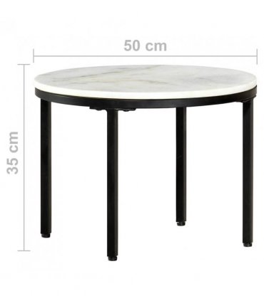 vidaXL Coffee Table White and Black Ø50 cm Real Solid Marble