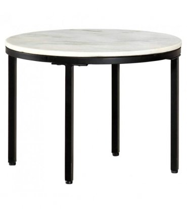 vidaXL Coffee Table White and Black Ø50 cm Real Solid Marble