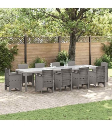 vidaXL Garden Table Light Grey 350 x 100 x 74 cm Poly Rattan