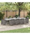 vidaXL Garden Table Light Grey 350 x 100 x 74 cm Poly Rattan
