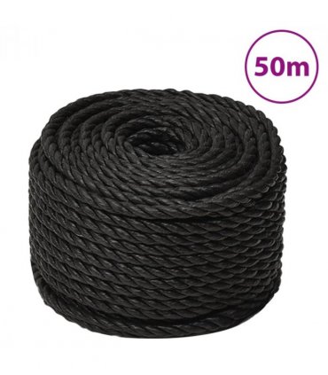 vidaXL Work Rope Black 16 mm 50 m Polypropylene