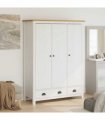 vidaXL 3-Door Wardrobe Hill White 127x50x170 cm Solid Pine Wood