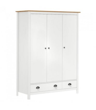 vidaXL 3-Door Wardrobe Hill White 127x50x170 cm Solid Pine Wood
