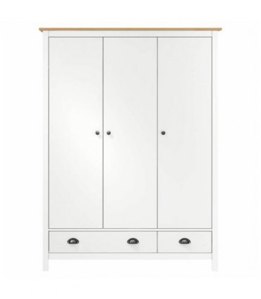 vidaXL 3-Door Wardrobe Hill White 127x50x170 cm Solid Pine Wood