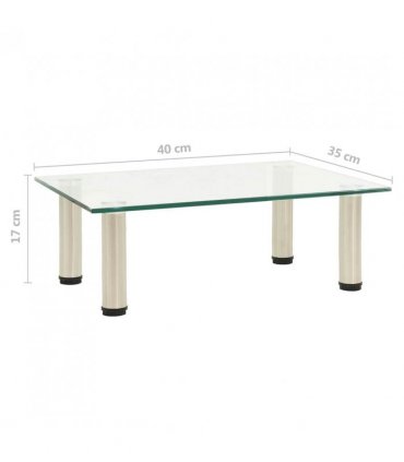 vidaXL TV Stand Transparent 40x35x17 cm Tempered Glass