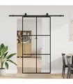 vidaXL Sliding Door with Hardware Set Black 102x205 cm ESG Glass