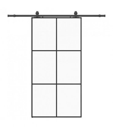 vidaXL Sliding Door with Hardware Set Black 102x205 cm ESG Glass