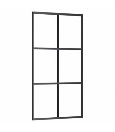 vidaXL Sliding Door with Hardware Set Black 102x205 cm ESG Glass