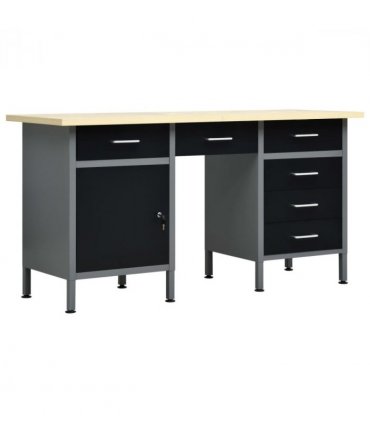 vidaXL Workbench Black 160x60x85 cm Steel