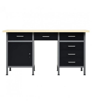 vidaXL Workbench Black 160x60x85 cm Steel