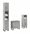 vidaXL 3 Piece Bathroom Furniture Set Concrete Grey Engineered Wood