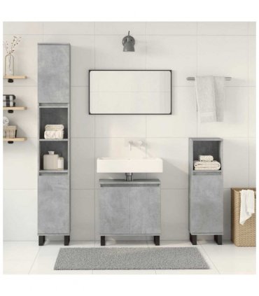 vidaXL 3 Piece Bathroom Furniture Set Concrete Grey Engineered Wood